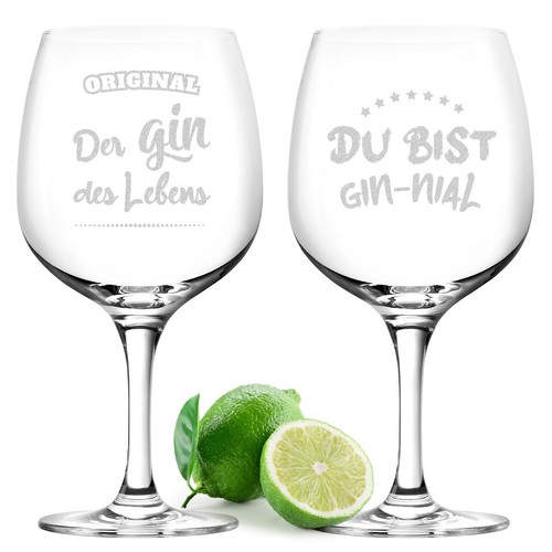Gin verre 2er set - avec, gravé