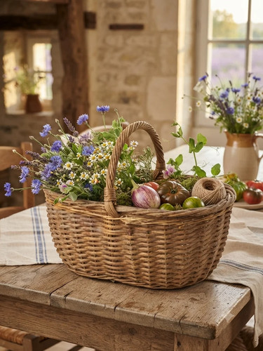 Panier ancien ovale osier - panier,