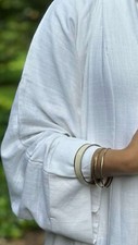 Premium White Linen Opened Abaya 