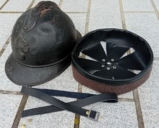 WW1 FULL HEADDRESS + CHIN STRAP leather helmet Adrian mod.1915 helmet liner T.C-60