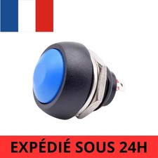 Bouton poussoir Bleu momentané étanche rond 12mm - 1 Piece - PBS-33b 12V 230V