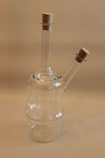 Beautiful Glass Carafe with 2 Separate Containers Oil and Vinegar Cork Stopper