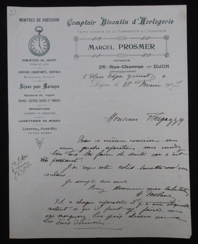 Facture 1917 dijon comptoir - 1917,