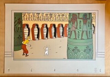 HERGÉ SÉRIGRAPHIE TINTIN CIGARES DU PHARAON ARCHIVES 1990 70X100CM TBE