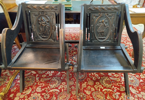 Paire fauteuils neogothique - paire,