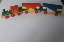 Jeu En Bois Train  13 pièces  vintage