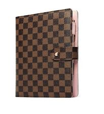 ? Luxury Checkered A6 Agenda Binder Planner Journal Notepad Gift Brown