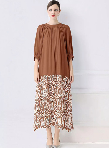 Robe longue marron - marron, avec