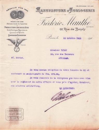 Paris horlogerie mauthe - 75,