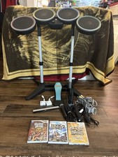 Nintendo Wii Rock Band Set w/ Wireless Drums, Micro, Wii Console,Games - Tested!