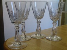 VAL ST LAMBERT 4 ANCIENS VERRES A APERITIF CRISTAL MODELE CROWN TAILLER 12,5 cm