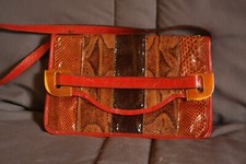 Sac cuir rouge et python