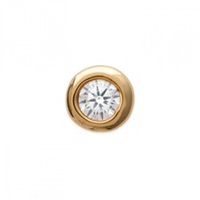 Boucle d'oreille unitaire zirconium 4 mm  plaqué or 18 carats 750/000 garanti