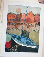 Rosina Wachtmeister Original ~Le Petit Port~ Gold Foil Artwork Hand-Signed 31x23