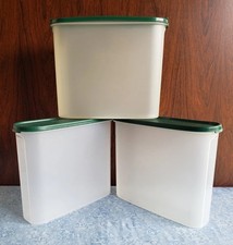 3 Tupperware Modular Mates SUPER OVAL 4 #2351 3.9L + 3 Green Lids #2402, #3493