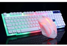 Clavier blanc gamer  PC Rétro-éclairage  avec souris gamer led  Filaire USB