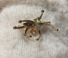 BROCHE Plaqué or - pierres