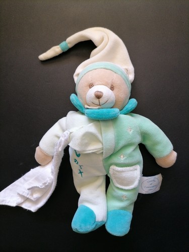 Doudou ours vert mouchoir - doudou,