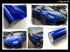 Film vinyle covering bleu brillant métallisé 152 x 20 cm thermoformable adhésif