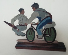 2 Basque characters on their bike, wooden decorative object (Basque Country)