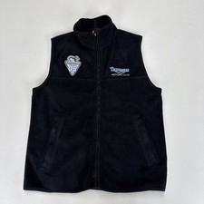 Vintage TRIUMPH Fleece Vest Mens Medium Black Embroidered Logo Mock Neck