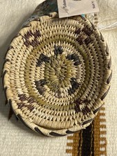 VINTAGE Papago Handwoven Basket Tohono O’odham TURTLE Polychrome Yucca Nice
