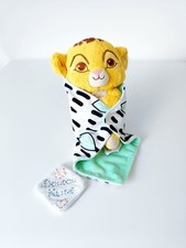 Peluche/Doudou Plat Couverture Simba Roi Lion Jaune Vert Blanc Feuille  - Disney