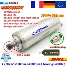 『FR』 800W 0.8KW ER11 Water Waterproof Spindle Motor CNC Milling 24000rpm 65mm 5A