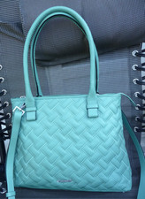 GRAND SAC SHOPPER Claudio FERRICI CUIR tressé VERT JADE - NEUF -  P.V. 119,-