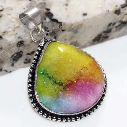 Pendentif quartz druzy solaire - pendentif,