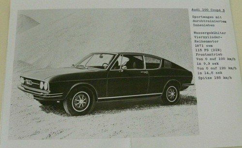 Photo presse audi 100 - coupé, s