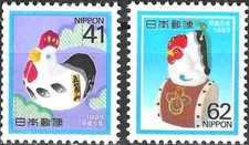 Timbres Oiseaux Coqs stylisés