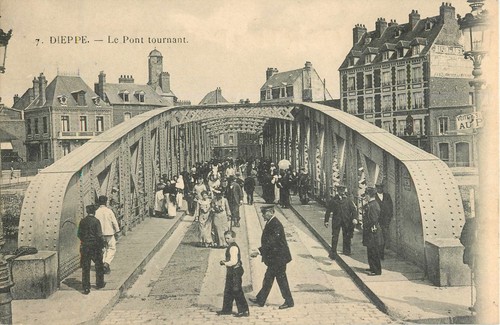 Pedestrians crowd the - pedestrians, bridge