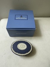 Wedgwood jasperware boxed white on Portland blue Camilla box