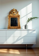 Ancien miroir à fronton bois