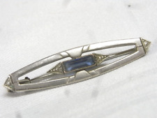 🇫🇷 ANCIENNE BROCHE ART DECO  PIERRE BLEUE TAILLÉE COFFRET BIJOUX JEWEL