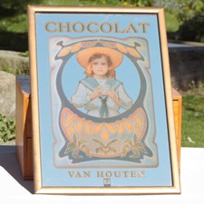 Vintage Van Houten Suchard Chocolate Screen Printed Bistro Advertising Mirror