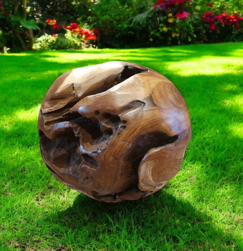 Teck boule décorative 40cm - teck,
