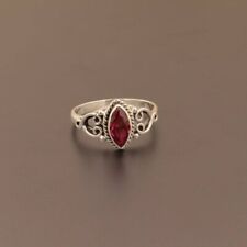 Beautiful Red Garnet Solid 925 Sterling Silver Handmade Women Ring All Size M460