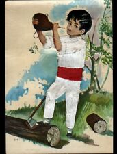 Basque Country (64) Basque Bucheron at work / illustrated embroidered postcard