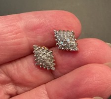 14k Gold Diamond Pave Set Stud Post Earrings