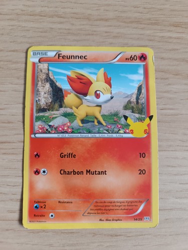 Carte pokémon feunnec 25 - carte,