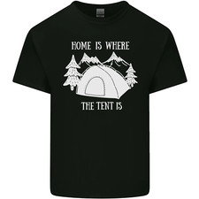 Domestique Est Où Le Tente Est Drôle Camping Homme Coton T-Shirt