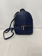 Borse In Pelle Leather Mini Backpack Made in Italy Women's Navy Blue 9”x7”x4”
