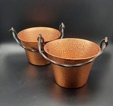 Ancien Cache pots en cuivre martelé H 12 cm  Lot de 2