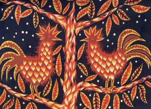 Tapisserie laine coqs de - -,
