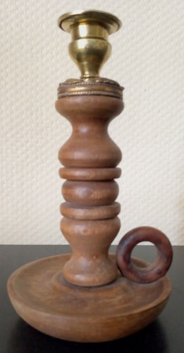 Bougeoir bois laiton - en,