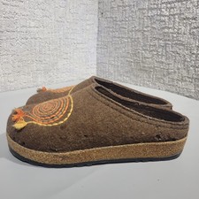 Haflinger Women’s Size 6 Brown Wool Embroidered Slip On Clog Shoes