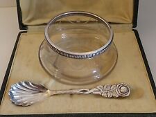 BOL à CREME en CRISTAL Taillé Monture ARGENT Minerve  Ø 8.5 cm Haut 7 cm