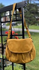 LE TANNEUR 1898 Paris Mustard Shoulder/Crossbody Hobo Bag Genuine Leather